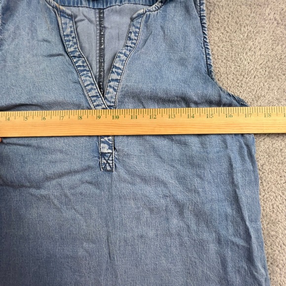Gap Chambray Women's Dress Extra Small Sleeveless Henley Tencel Denim Casual - Picture 5 of 12